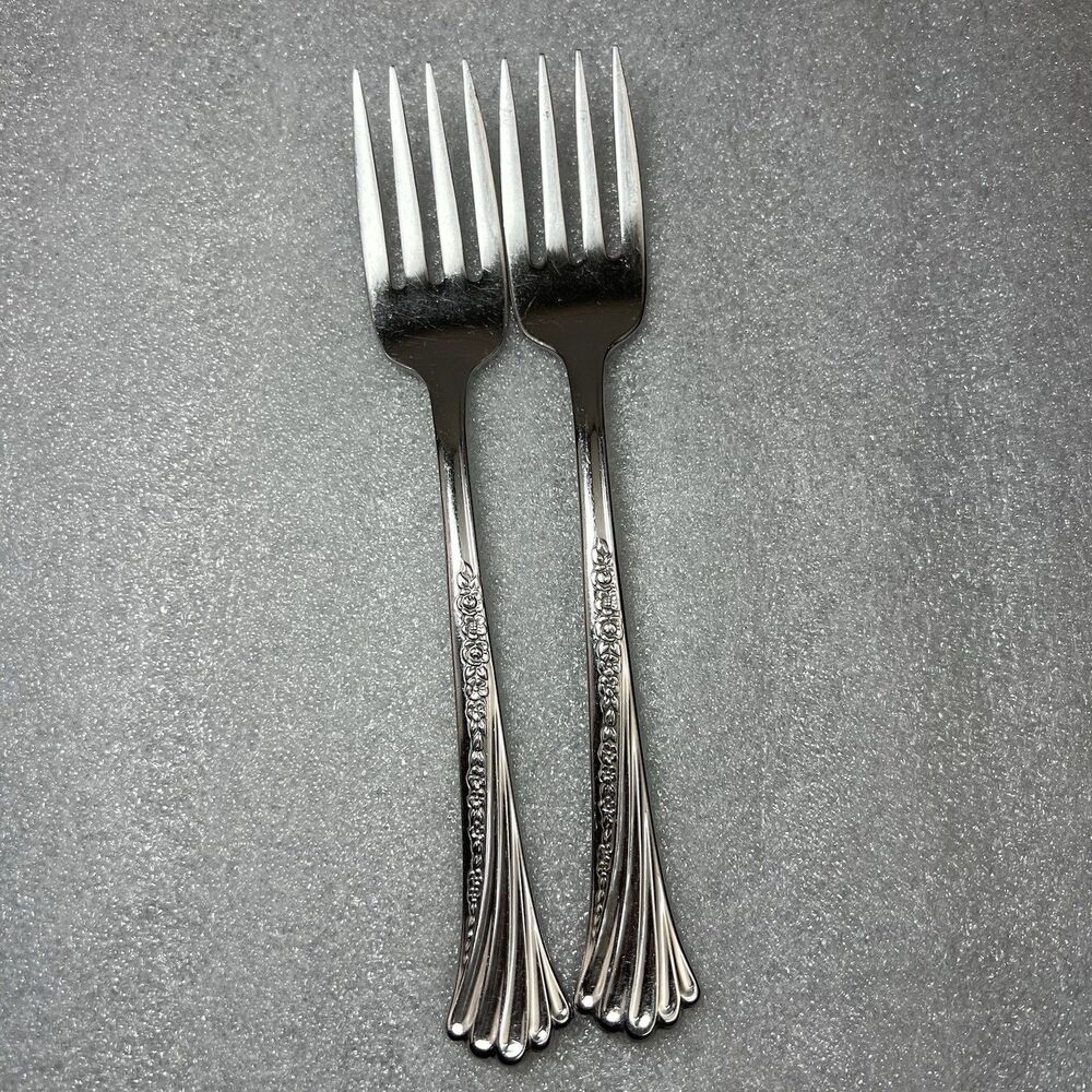 Set Of 2 Oneida Distinction Deluxe SPRING GLEN Stainless Salad Forks 6 7/8"